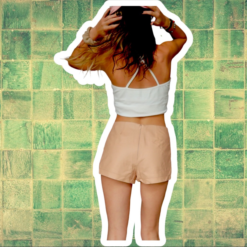 Light Pink Leather Shorts